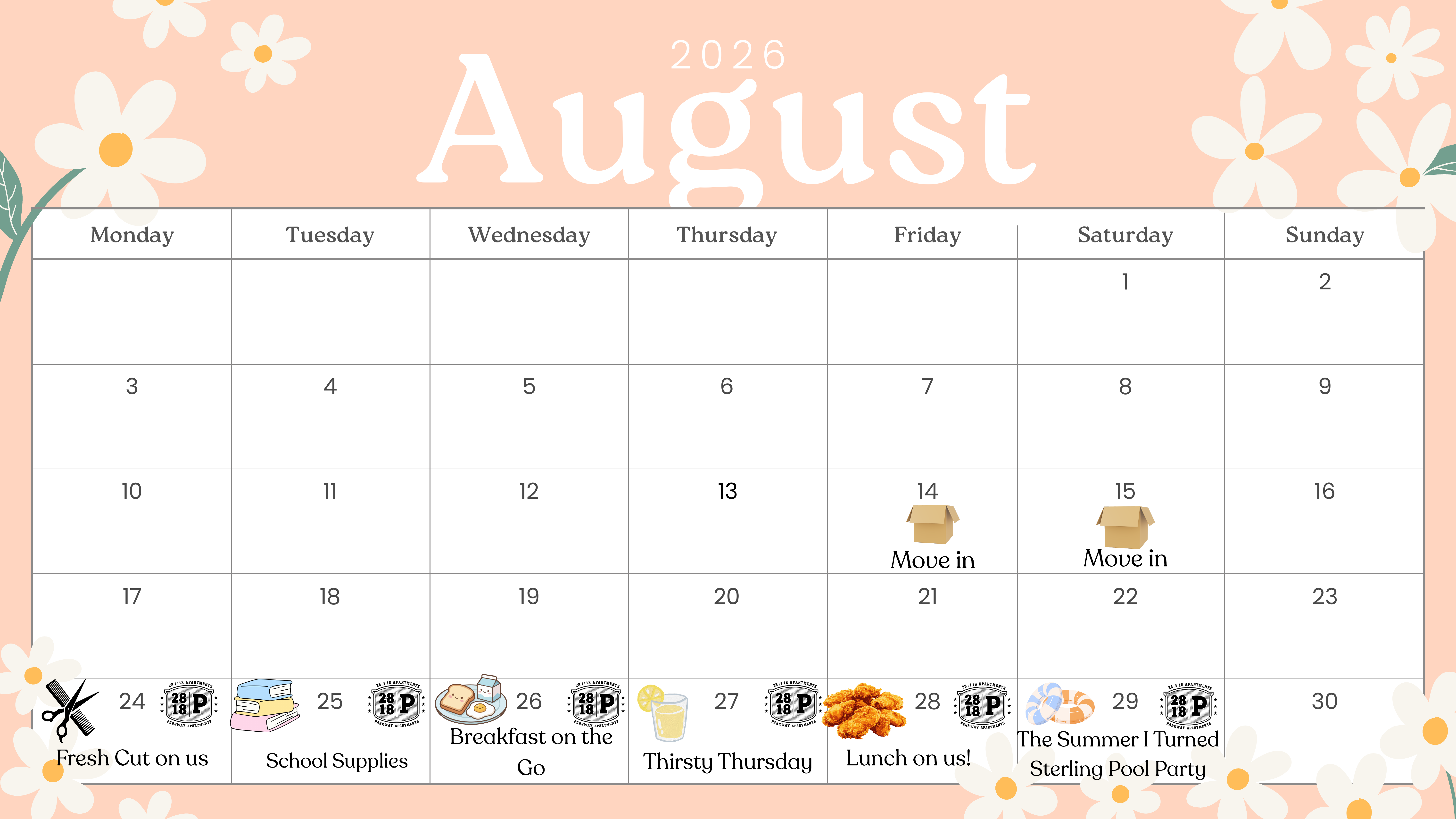 2818 and Parkway Place Resident Events